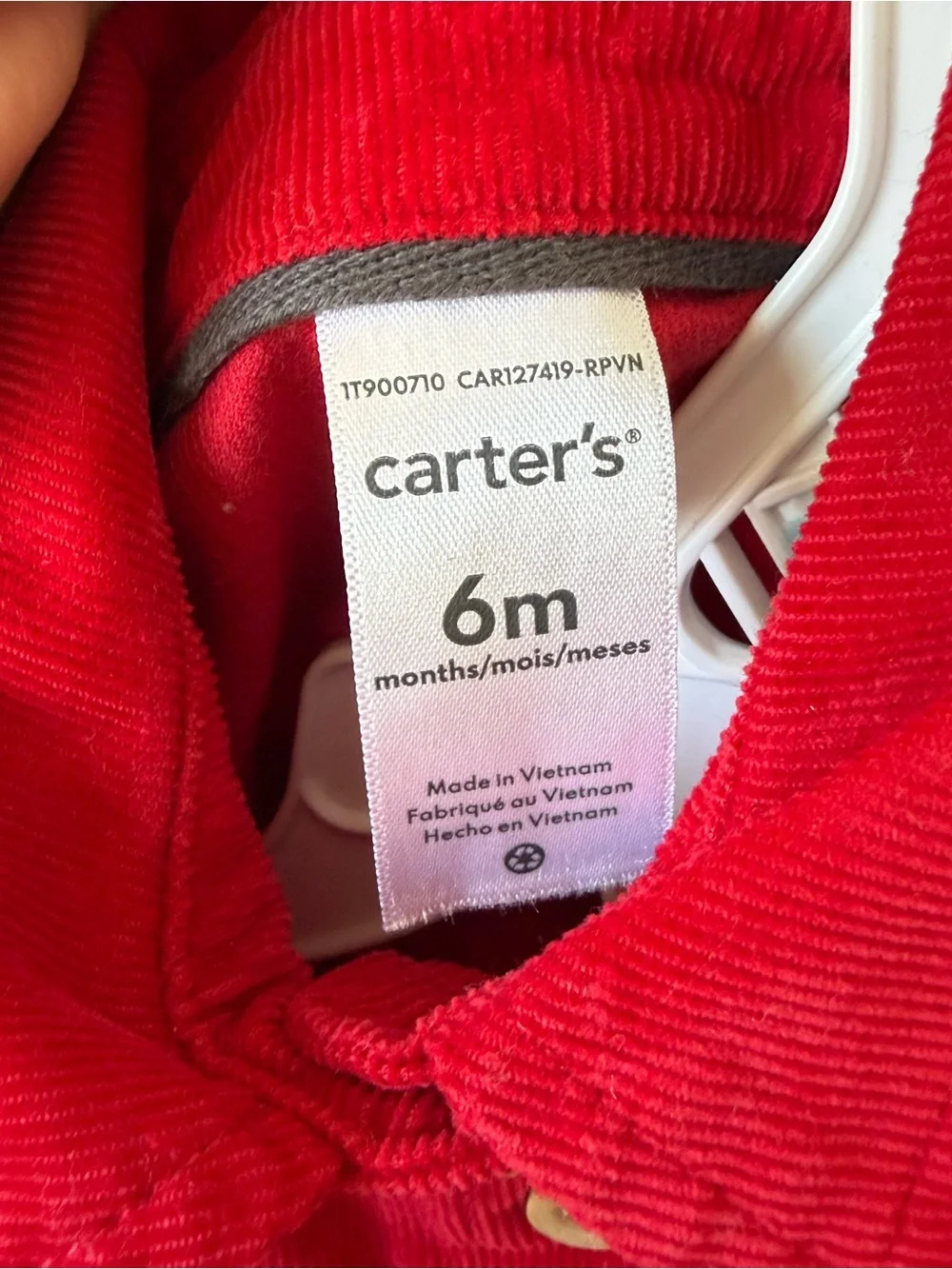Carter's Bright Red Corduroy Baby Dress